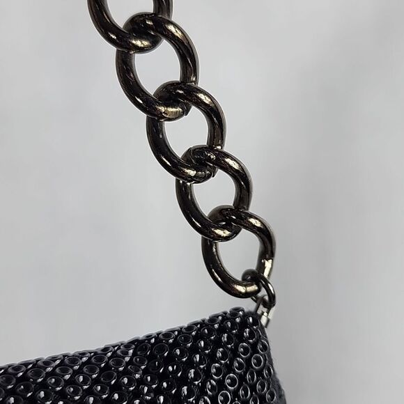 Whiting and Davis Black Mesh Body Chunky Chain Shoulder Bag - Picture 6 of 16
